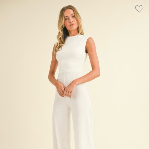 White Sleeveless Jumpsuit - Picture 1 of 2
